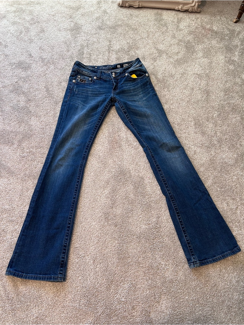 Miss Me JP5002-37 Boot Dark Wash Bootcut Jeans Rhinestone Embellished Denim